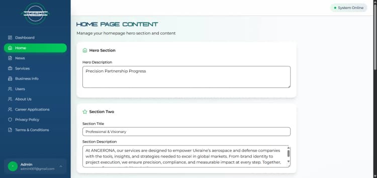 Agerona Website screenshot 2